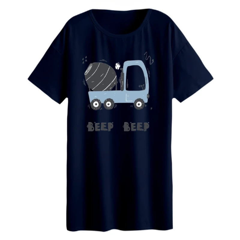 تی شرت لانگ زنانه مدل  ماشین کار کد 9