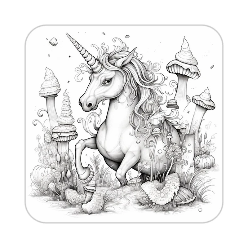 زیر لیوانی کاکتی طرح اسب تک شاخ و یونیکورن مدل mp33110