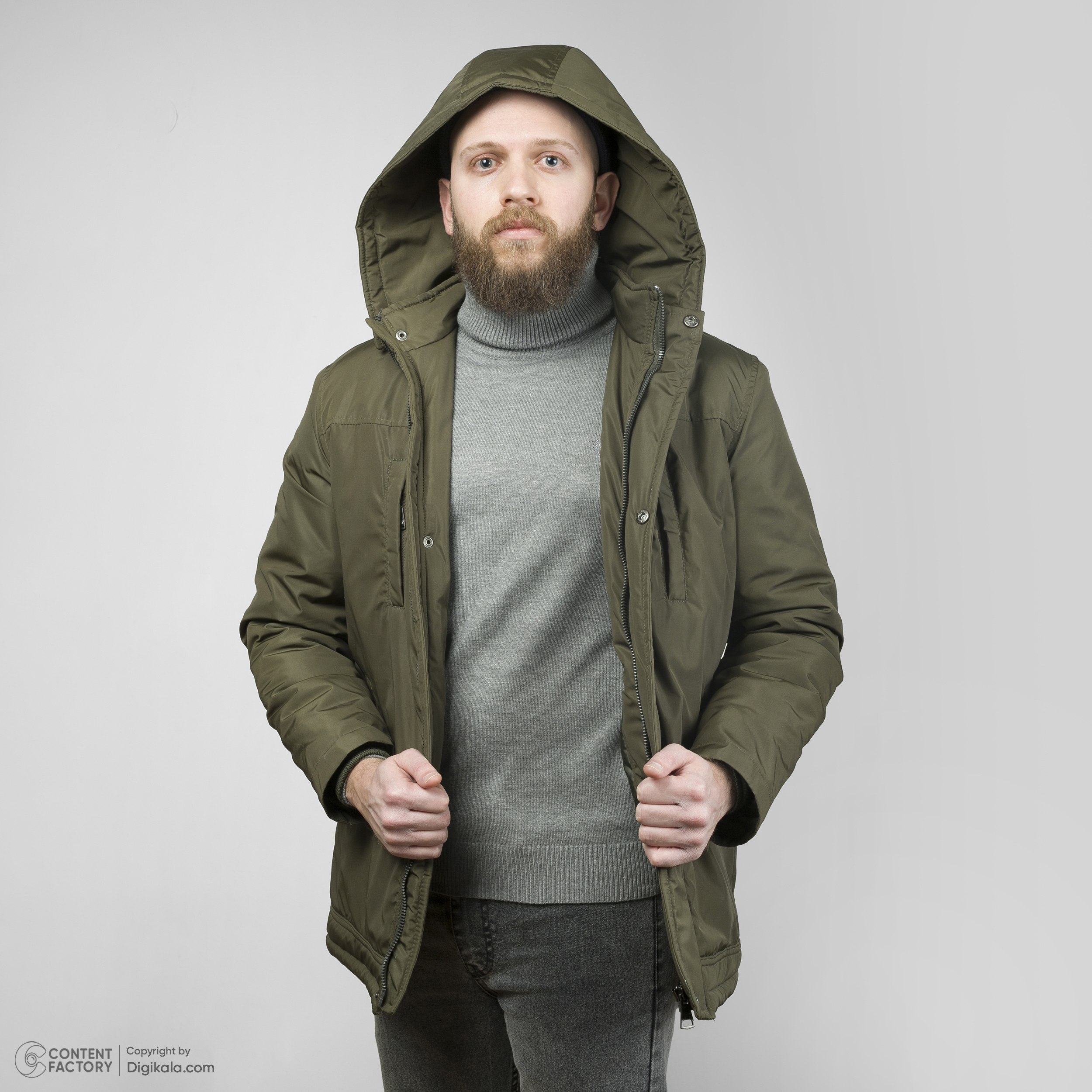 کاپشن مردانه پاتن جامه مدل شمعی 111021020177335 رنگ سبز