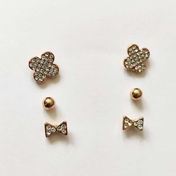 گوشواره دخترانه مدل رنسانس کد ۲۰۰ مجموعه 3 عددی