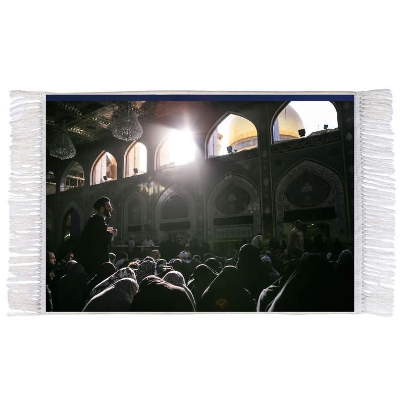 فرش ماشینی دیوارکوب اطلس آبی طرح حرم حضرت امام حسین مدل T2413 