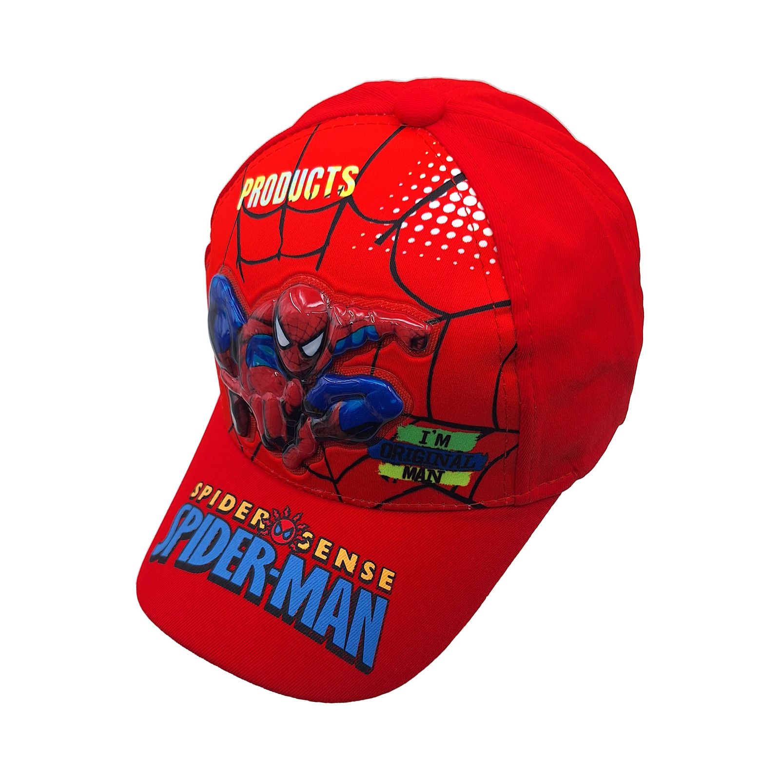کلاه کپ پسرانه مدل مرد عنکبوتی چراغدار کد 1144 رنگ قرمز -  - 1