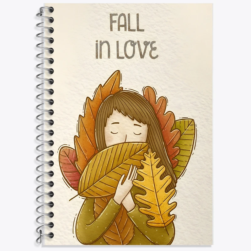 دفتر زبان 50 برگ خندالو مدل سه خط طرح دختر و پاییز کد F7311