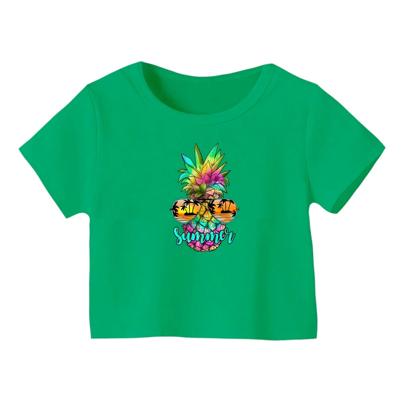 کراپ‌ تی‌شرت آستین کوتاه زنانه مدل آناناس
