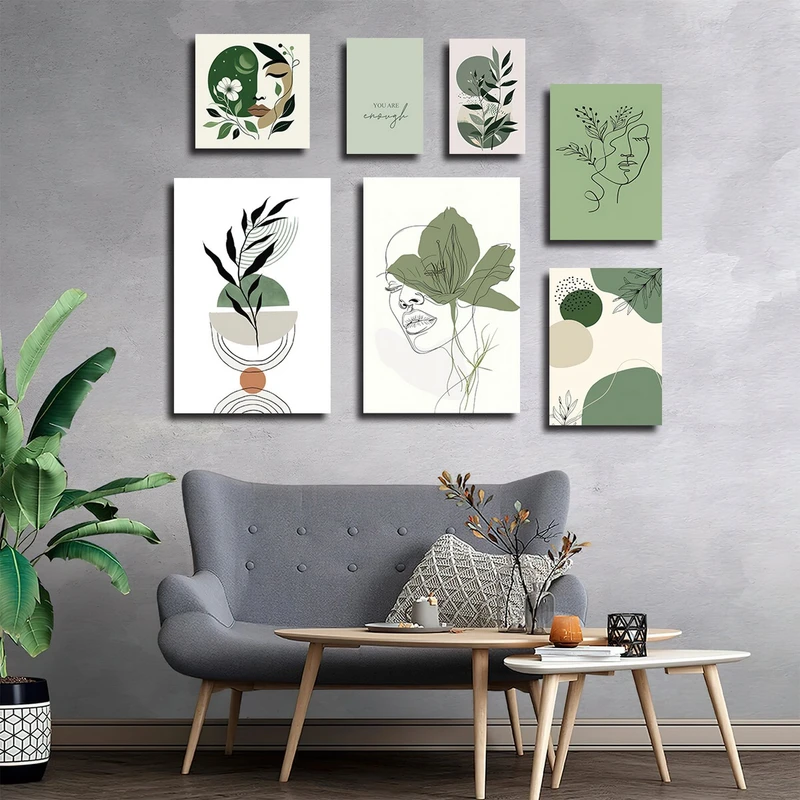 تابلو شاسی بکلیت طرح نقاشی چهره و برگ مدل SH-3068 مجموعه 7 عددی