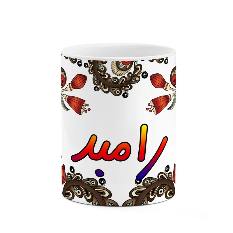 ماگ کاکتی مدل اسم رامبد طرح سنتی گل و بته کد mgh45164