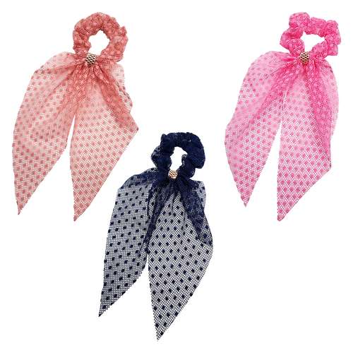 کش مو زنانه مدل خالدار طرح دنباله دار کد 750-5 مجموعه 3 عددی