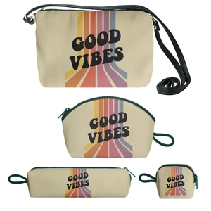 کیف دخترانه طرح good vibe کد f144 مجموعه 4 عددی