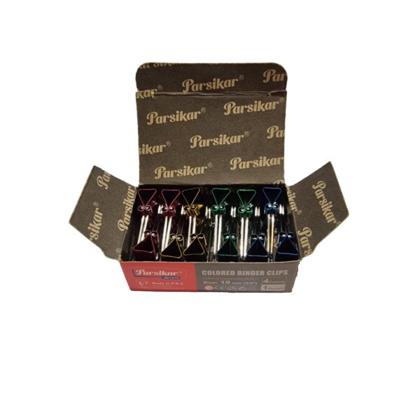 گیره کاغذ پارسیکار مدل 1019-JM طرح رنگی بسته 12 عددی