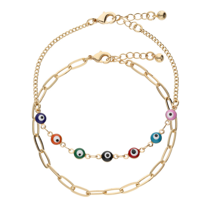 دستبند زنانه مدل Evil eye مجموعه دو عددی 
