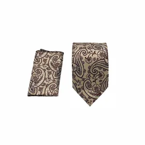 ست کراوات و دستمال جیب مردانه آریوان مدل بته جقه کد TB9904