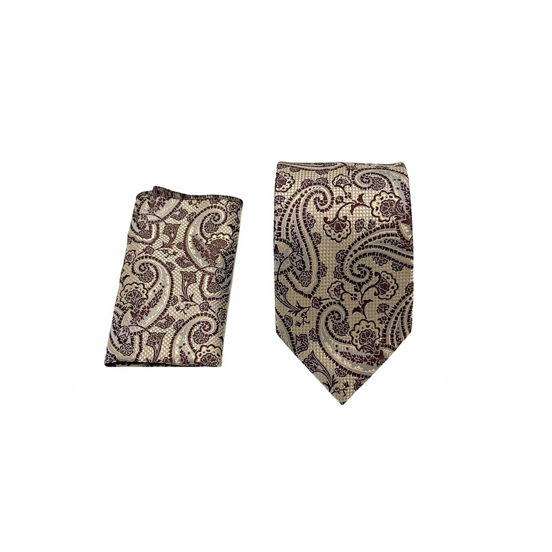 ست کراوات و دستمال جیب مردانه آریوان مدل بته جقه کد TB9904