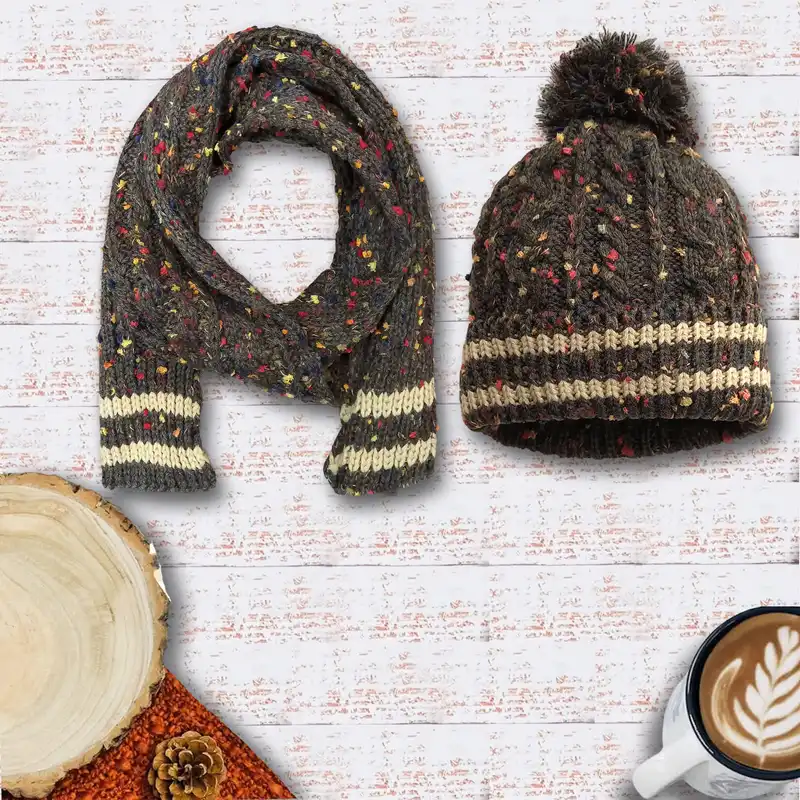 ست کلاه و شال گردن بافتنی بچگانه کولزیون کد 626