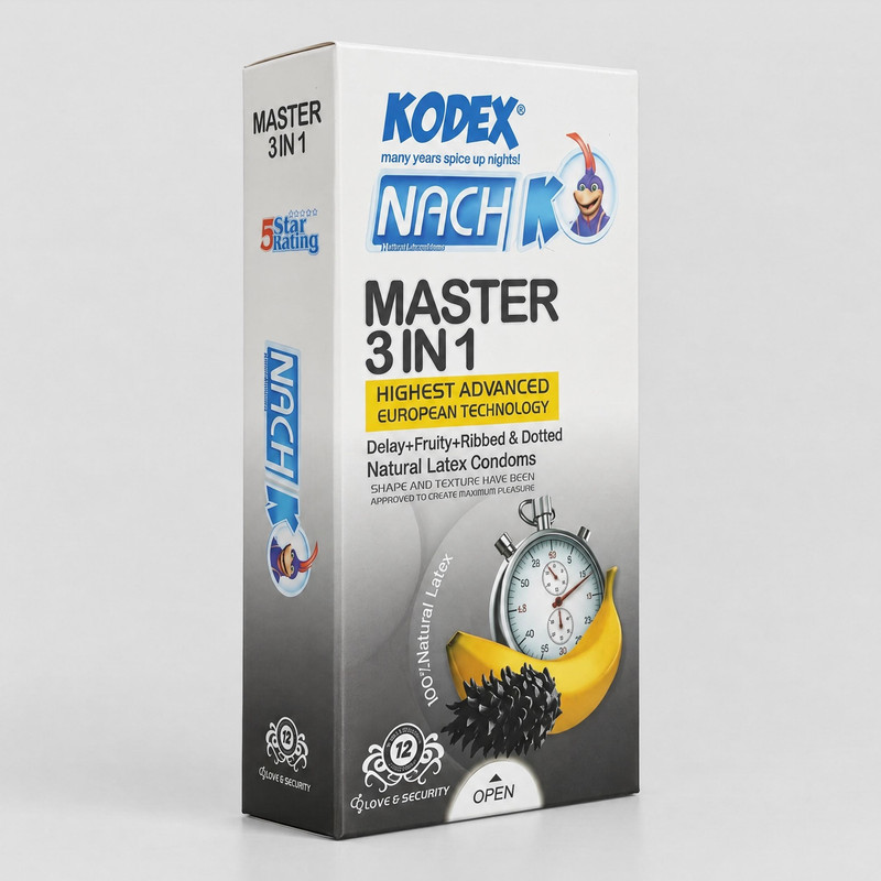 کاندوم تاخیری کدکس مدل Master 3 In 1 بسته 12 عددی
