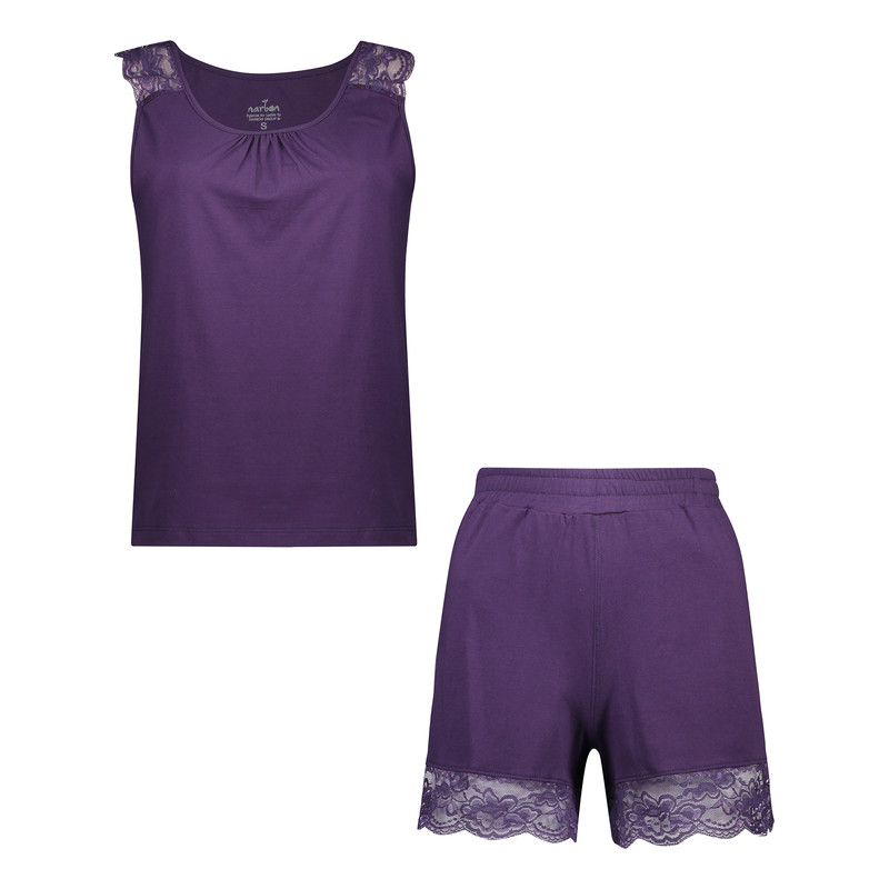 ست تاپ و شلوارک زنانه ناربن مدل 806 رنگ بنفش تیره