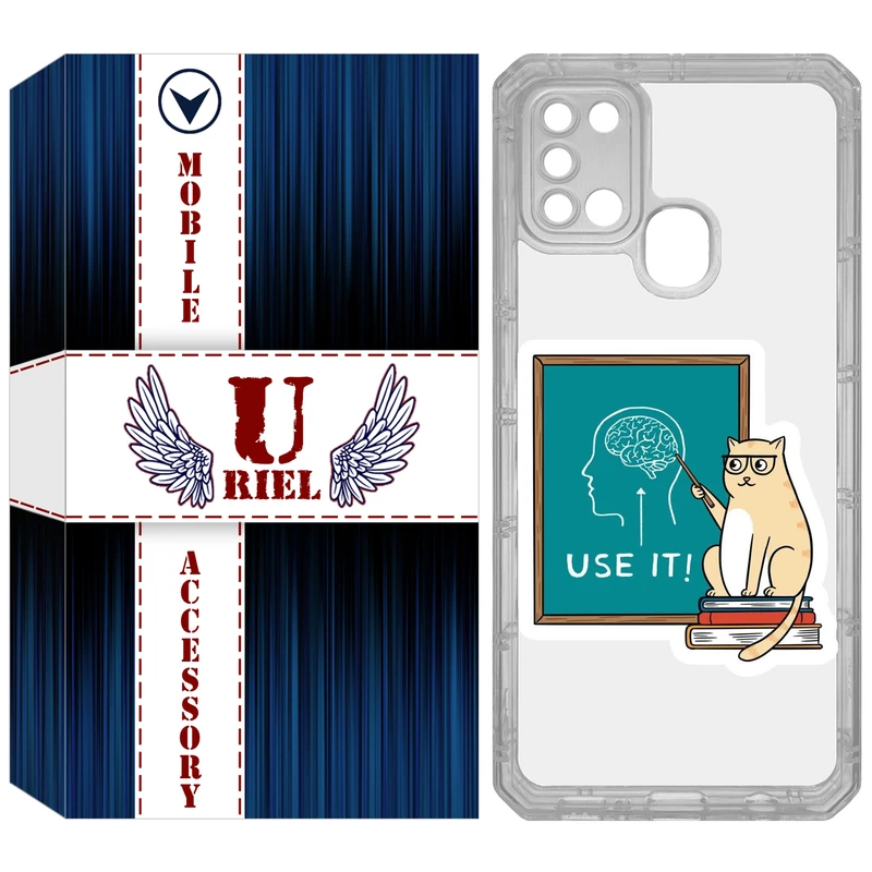 کاور یوریل مدل Clear کد 95 طرح گربه عاقل مناسب برای گوشی موبایل سامسونگ Galaxy A21S