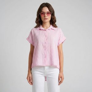 شومیز زنانه آستین کوتاه نخی راه‌راه بیگ دارت مدل 5040507654783