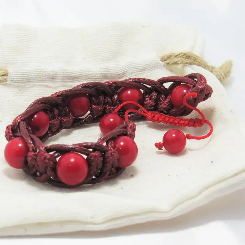 دستبند مدل سنگ آتنا مدل مرجان رنگ قرمز