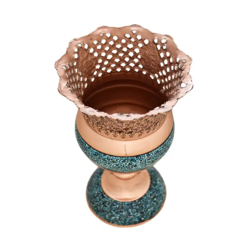 گلدان فیروزه کوبی مدل لب شبکه ای کد 2