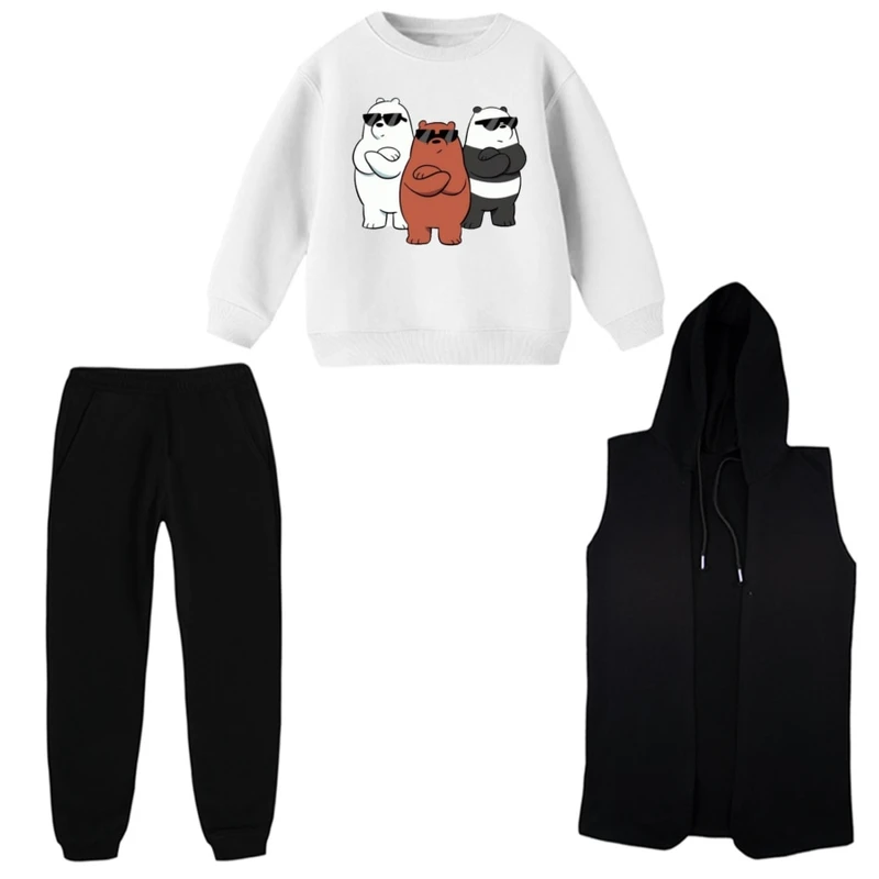 ست 3 تکه لباس راحتی بچگانه مدل خرس های کله فندقی کد 4