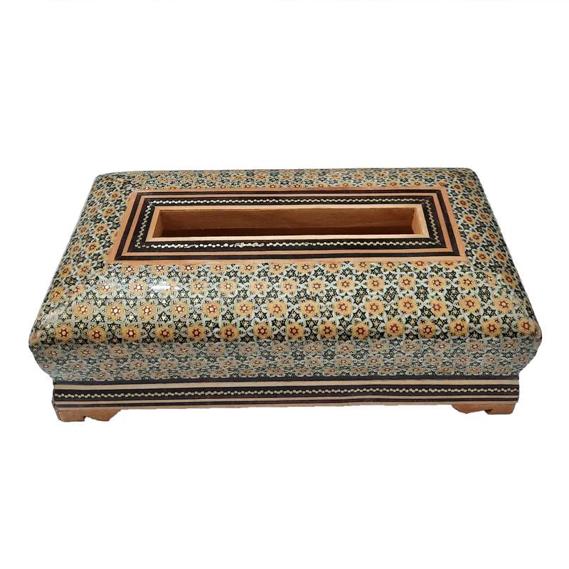 جعبه دستمال کاغذی خاتم کاری مدل بغل کاس کد 140