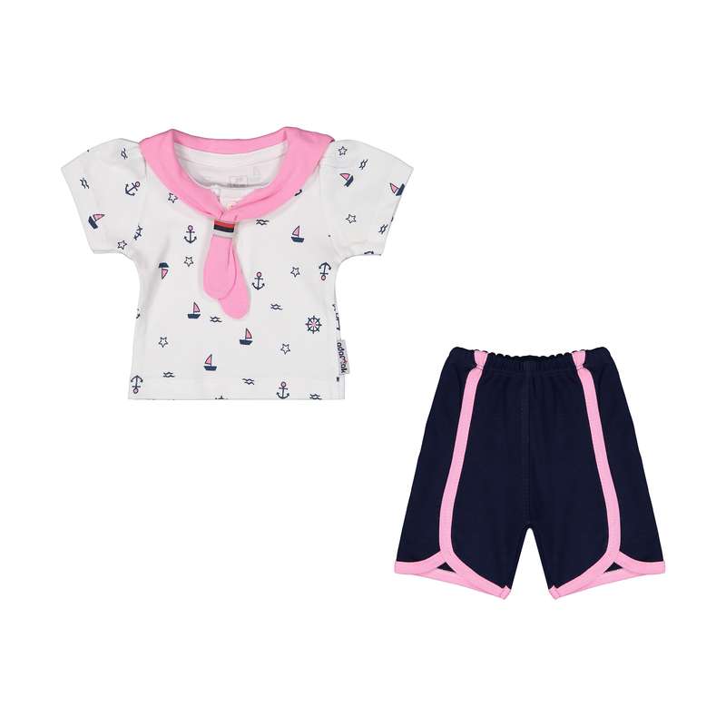 ست تی شرت و شلوارک نوزادی دخترانه آدمک مدل 2171257-84