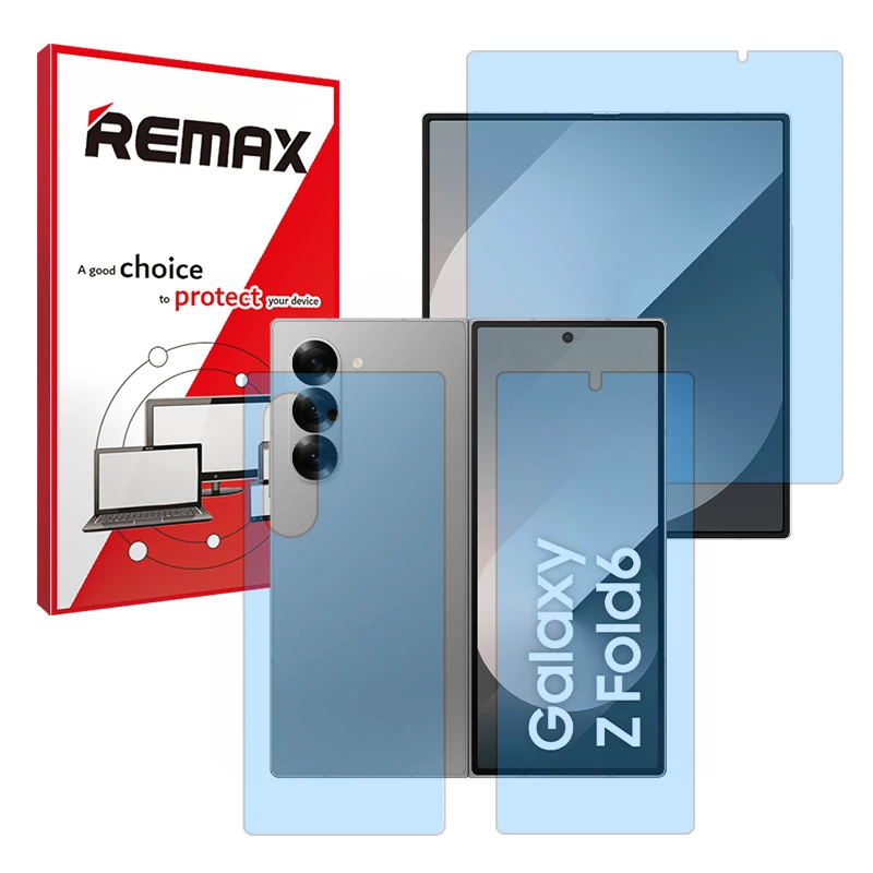 محافظ صفحه نمایش مات آنتی بلو ریمکس مدل Resistant مناسب برای گوشی موبایل سامسونگ Galaxy Z Fold 6 به همراه محافظ پشت گوشی