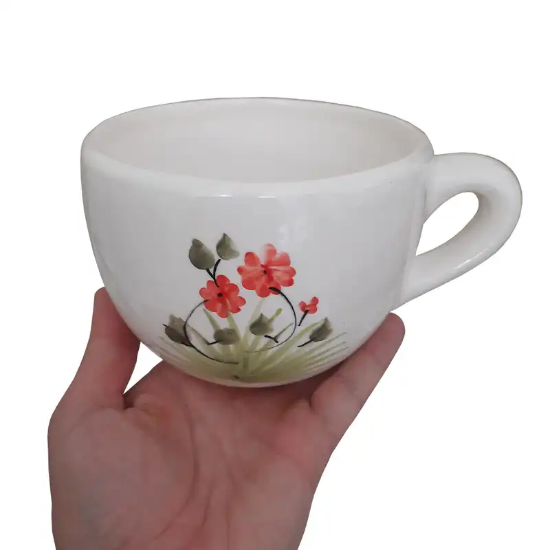 گلدان سرامیکی مدل فتجان به همراه زیر گلدانی