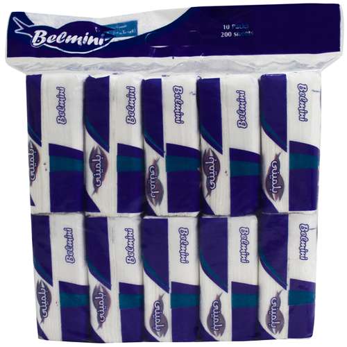 دستمال کاغذی 100 برگ بلمینی مدل دولایه اقتصادی بسته 10 عددی