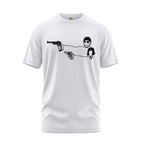 تی شرت آستین کوتاه مردانه هومرو مدل TW433 طرح لئون حرفهای و ماتیلدا