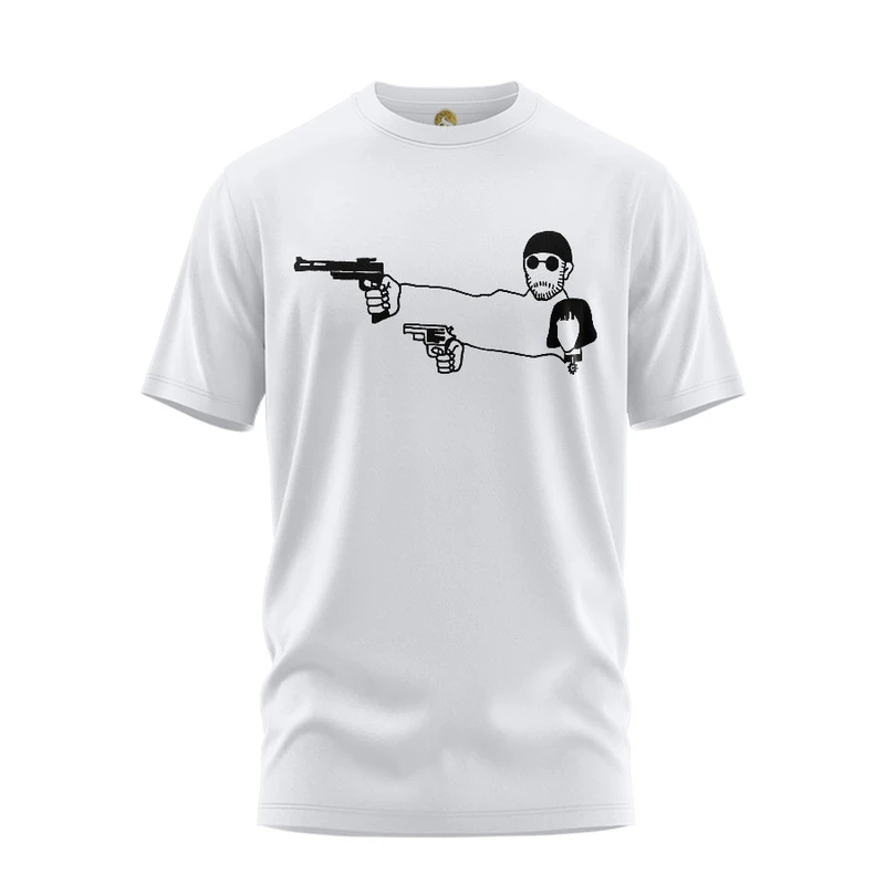 تی شرت آستین کوتاه زنانه هومرو مدل TW433 طرح لئون حرفه‌ای و ماتیلدا