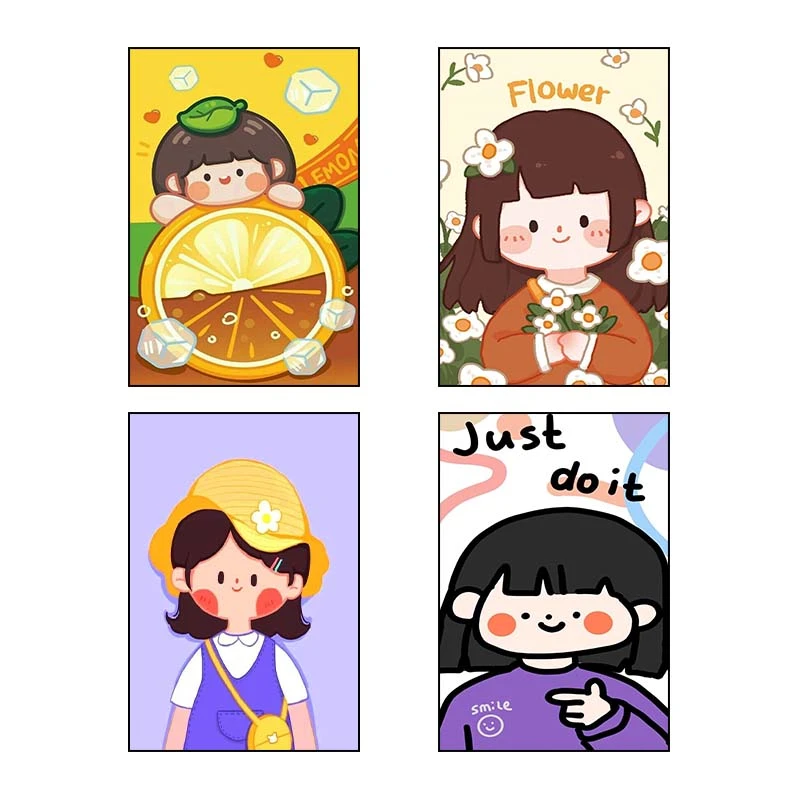 تابلو شاسي کارنيکا طرح دختر خندون Smiling Girl کد 89807 مجموعه 4 عددی