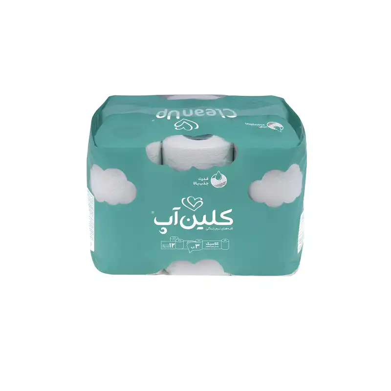 دستمال توالت کلین آپ مدل ابر بسته 12 عددی