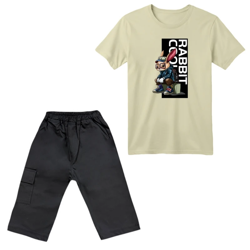 ست تی‌شرت آستین کوتاه و شلوارک پسرانه مدل خرگوش کد ۱۱