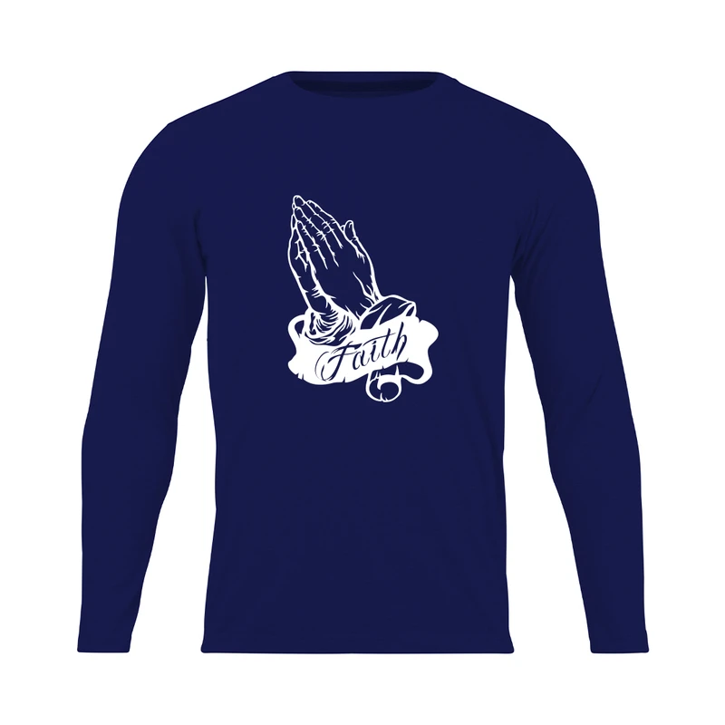 تی شرت آستین بلند مردانه مدل  NC1_0490_faith رنگ سرمه ای