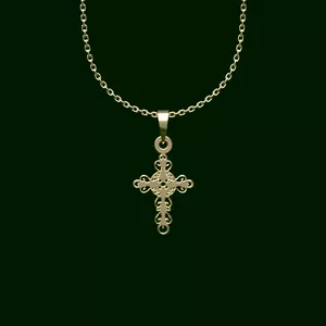 گردنبند طلا 18 عیار زنانه مدوپد مدل صلیب کد V2-1-1097