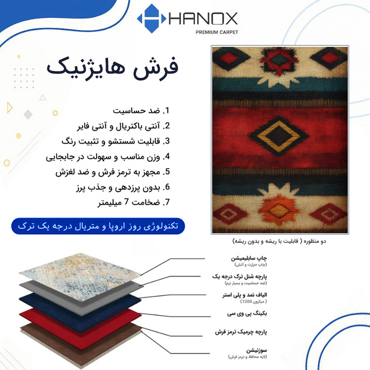 فرش ماشینی 1000 شانه هانوکس زمینه سبز حاشیه چندرنگ مدل 0016