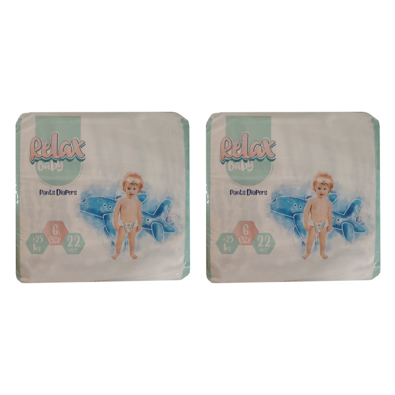 پوشک بچه ریلکس بیبی مدل شورتی سایز ۶ دو بسته ۲۲ عددی