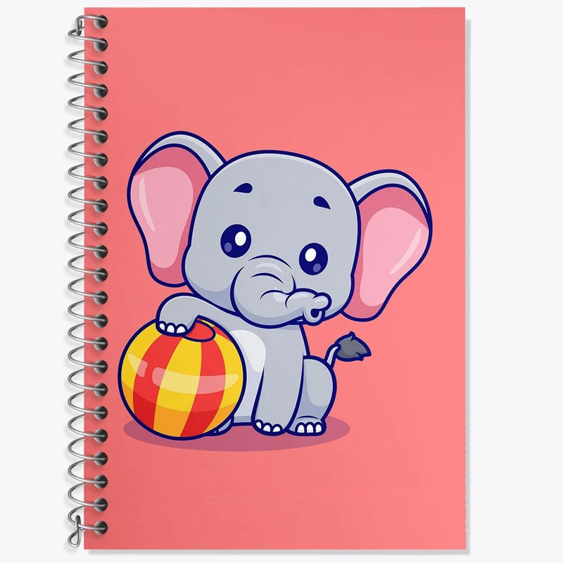 دفتر زبان 50 برگ خندالو مدل سه خط طرح حیوانات بامزه فیل کد 29727