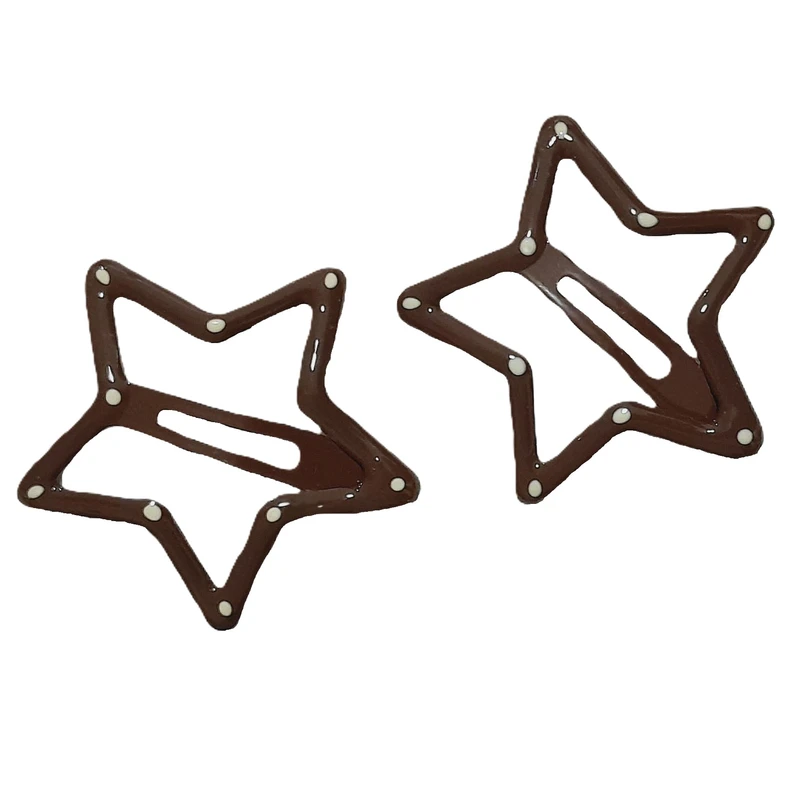 گیره مو زنانه مدل تق تقی ستاره‌ای بزرگ خالدار بسته 2 عددی