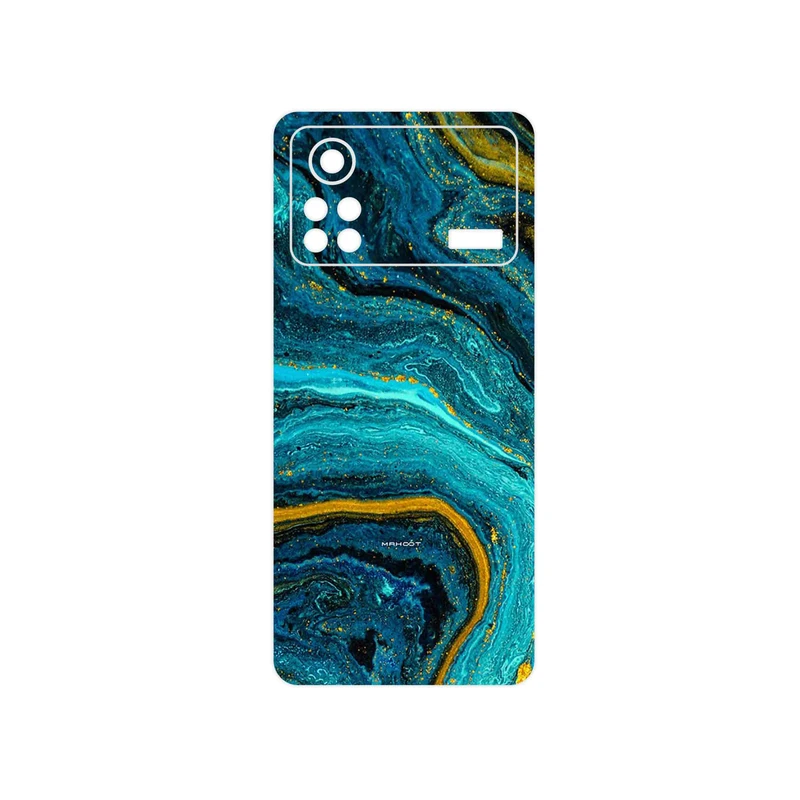 برچسب پوششی ماهوت مدل Turquoise marblewith golden streaks مناسب برای گوشی موبایل شیائومی Poco X4 Pro 5G