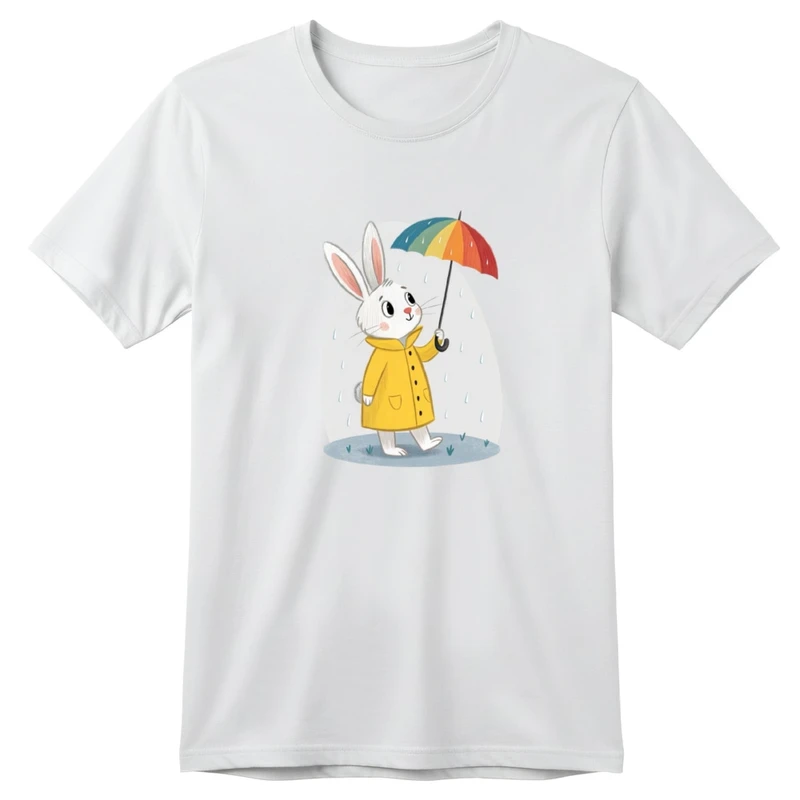 تی‌شرت آستین کوتاه بچگانه مدل خرگوش و چتر 