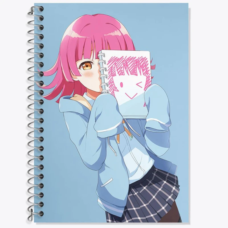 دفتر زبان 50 برگ خندالو مدل سه خط طرح رینا انیمه مادوکا مجیکا Madoka Magica کد 18428