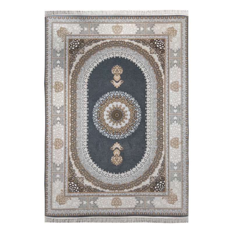 فرش ماشینی 700 شانه فرش مشهد زمینه طوسی حاشیه طوسی مدل 723504