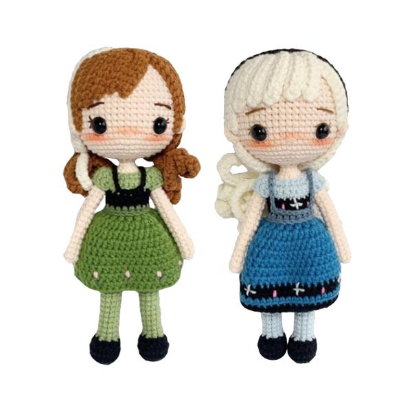 عروسک بافتنی مدل آنا و السا کد 28 مجموعه 2 عددی