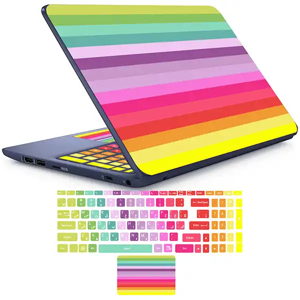 استیکر لپ تاپ راتیانا مدل Rangin_kaman مناسب برای لپ تاپ 15 تا 17 اینچ به همراه برچسب حروف فارسی کیبورد