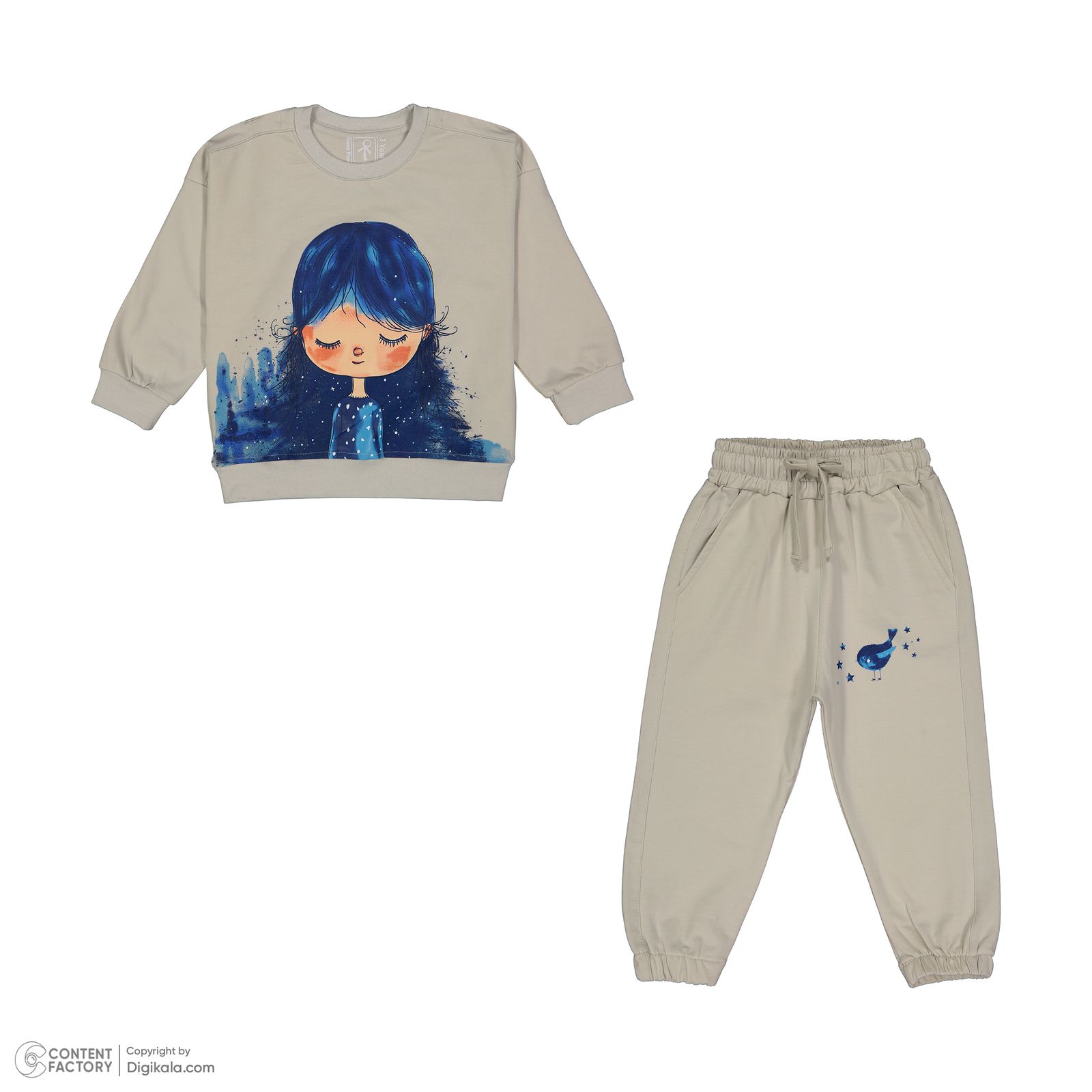 ست سویشرت و شلوار دخترانه سون پون مدل G879 رنگ طوسی -  - 2