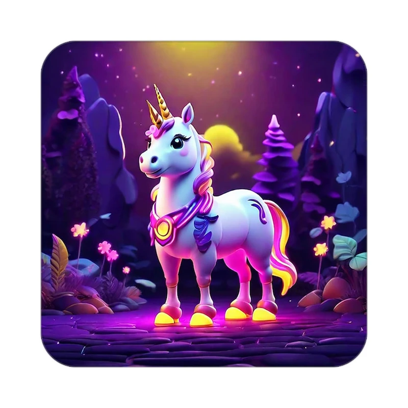 زیر لیوانی کاکتی طرح اسب تک شاخ و یونیکورن مدل mp30676