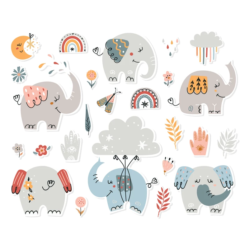 برچسب لپ تاپ پویا مارکت طرح فیل کد 3017 مجموعه 25 عددی