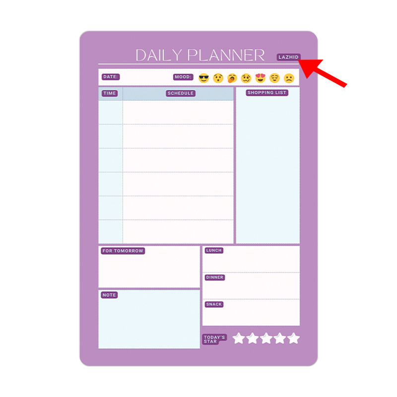 تخته وایت برد لاژید مدل پلنر روزانه سایز 20*30 سانتی متر